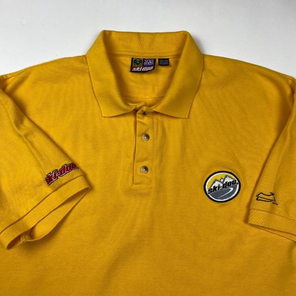 Vintage Ski Doo Bombardier Polo Shirt Mens 2XL Golf Snowmobile Yellow Cotton XXL - Picture 1 of 15